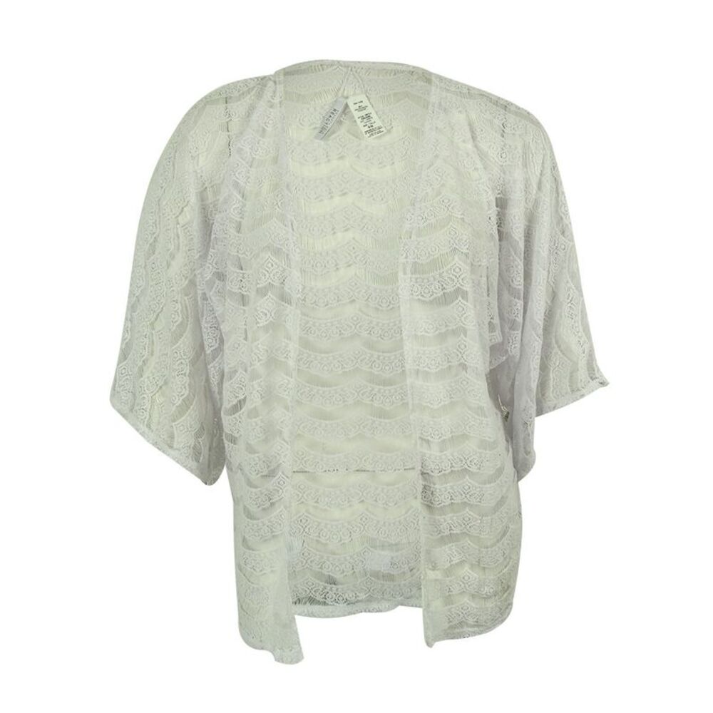 Kenneth Cole REACTION Women's Sheer Lace Kimono Swim Cover - White